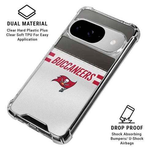 NFL Tampa Bay Buccaneers White Striped Google Pixel 10 Clear Case